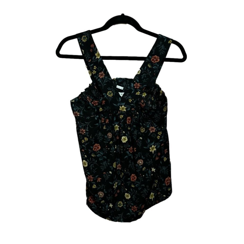 Mine Tank Top Pink White Floral Print Ruffled Straps